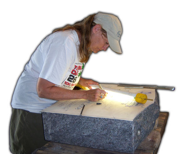Donna working on a monument.
